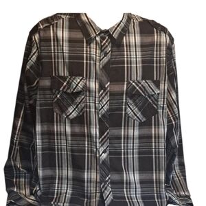 Helix Men's  Button Down Long Sleeve Plaid Shirt